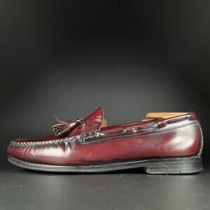 GH Bass Weejuns Mens 10.5 E Burgundy Leather Kiltie Tassel Loafer Dress Shoe GUC
